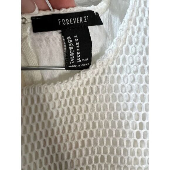 Forever 21 White Mesh Mini Tank Dress Sleeveless Medium‎ - Picture 3 of 4